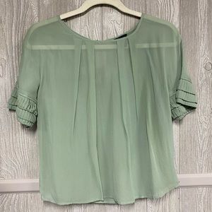 Sage Green Moda International Sheer Blouse EUC Size XS